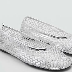 Mango Metallic Mesh Ballet Flats